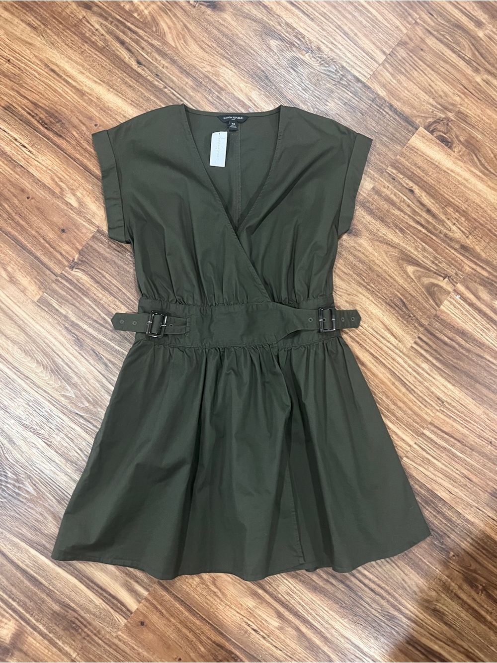 Banana Republic Olive Utility Wrap Mini Dress